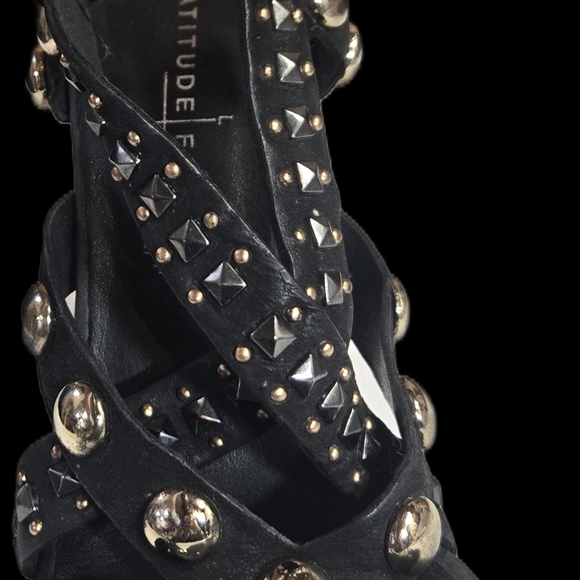 Size 8 Latitude Femme Leather Studded Strappy Stiletto Heel Sandals Womens - Picture 3 of 4